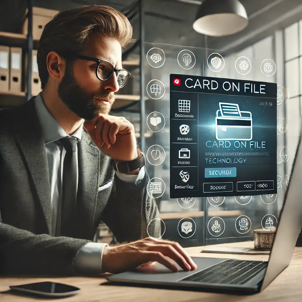 small business owner exploring card on file technology